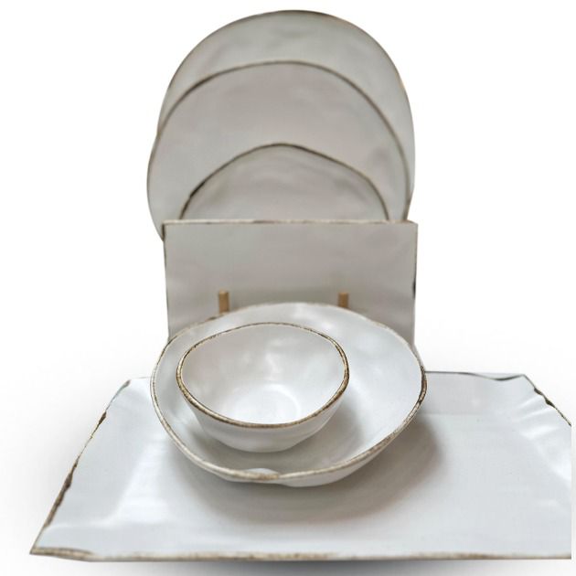Dinner set white rust 10 pieces