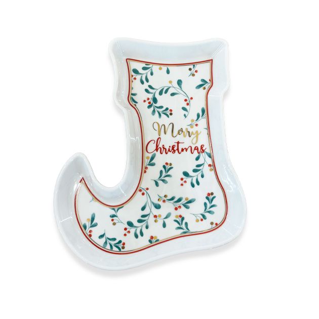 Boot christmas plate green decore