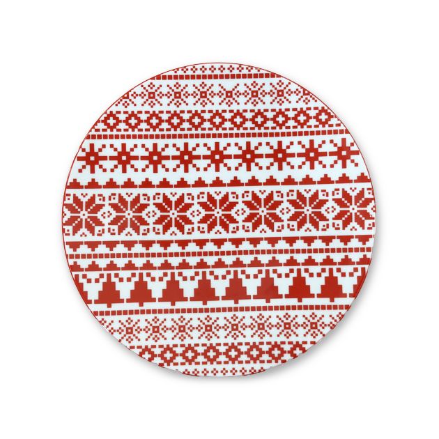 Christmas rounded plate 20 CM red