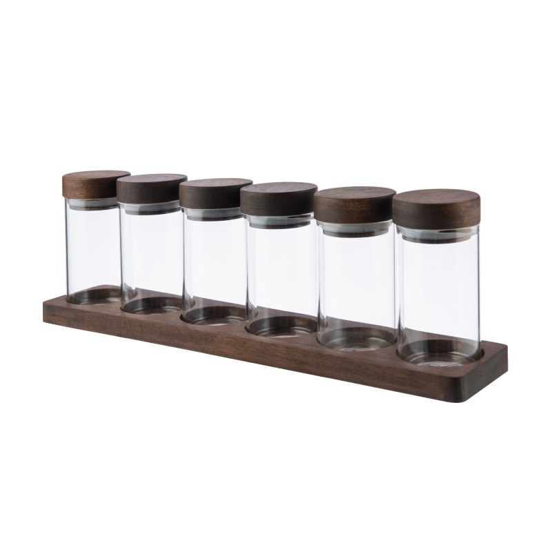 6 SPICE JARS WITH BOARD
